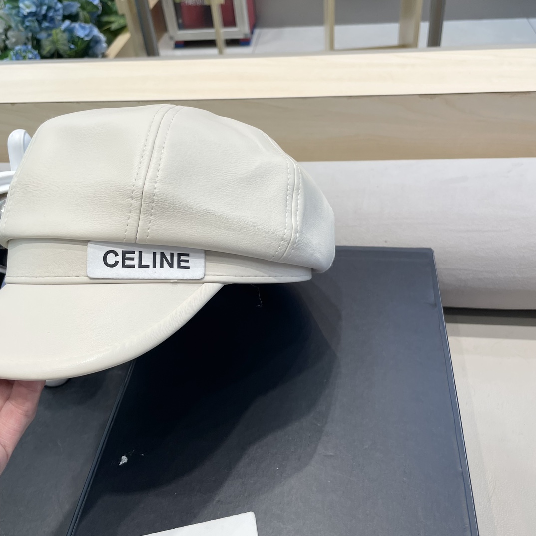 塞琳Celine大头围秋冬鸭舌帽子女黑色休闲复古画家贝雷帽显脸小云朵八角帽皮