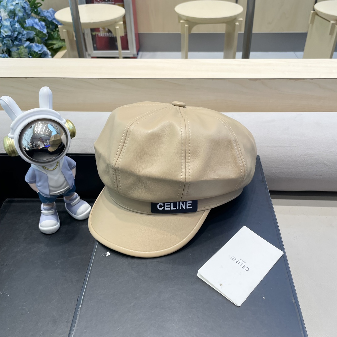 塞琳Celine大头围秋冬鸭舌帽子女黑色休闲复古画家贝雷帽显脸小云朵八角帽皮