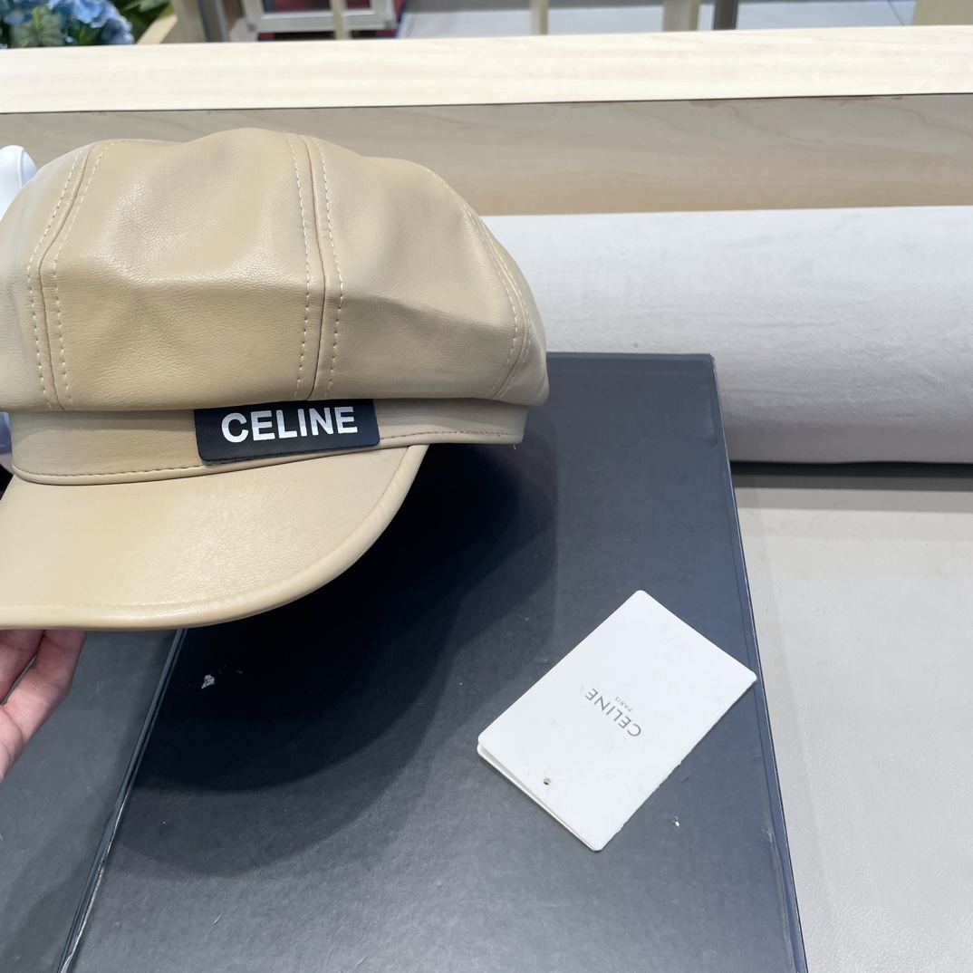塞琳Celine大头围秋冬鸭舌帽子女黑色休闲复古画家贝雷帽显脸小云朵八角帽皮