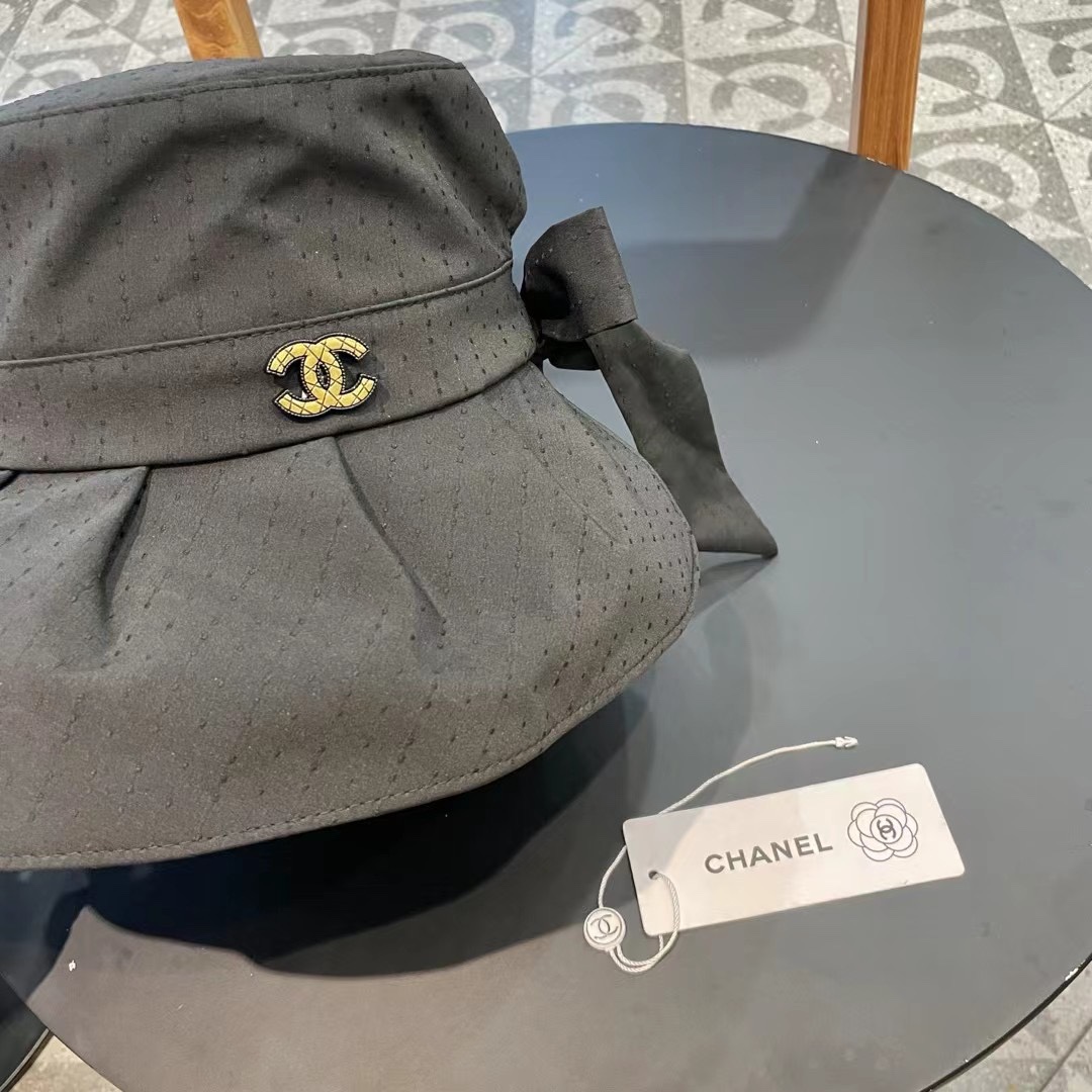 Chanel香奈儿防紫外线帽子女夏季大檐户外防晒帽遮阳太阳帽休闲百搭渔夫帽韩版
