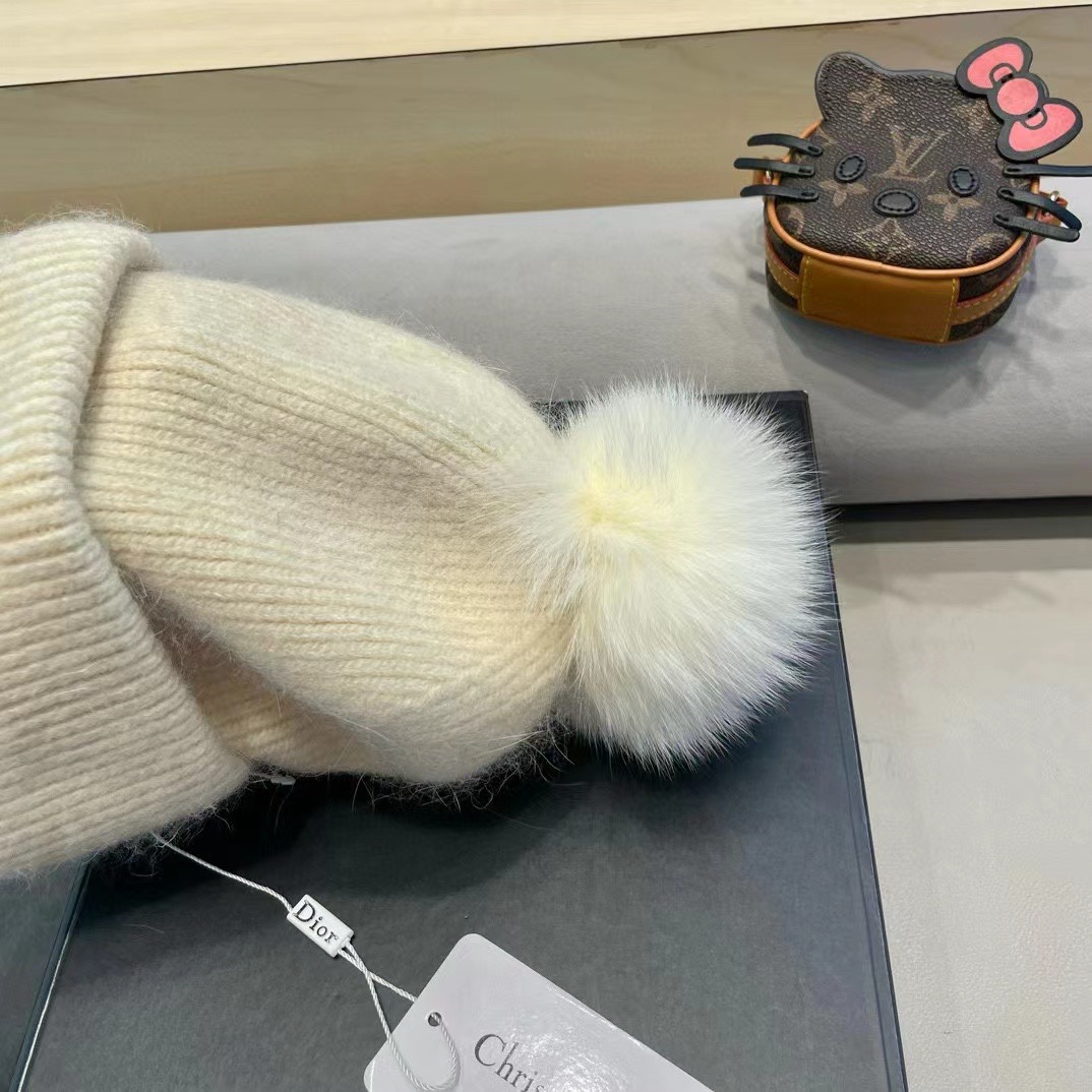 Dior迪奥刺绣毛线帽兔毛针织帽秋冬保暖神器