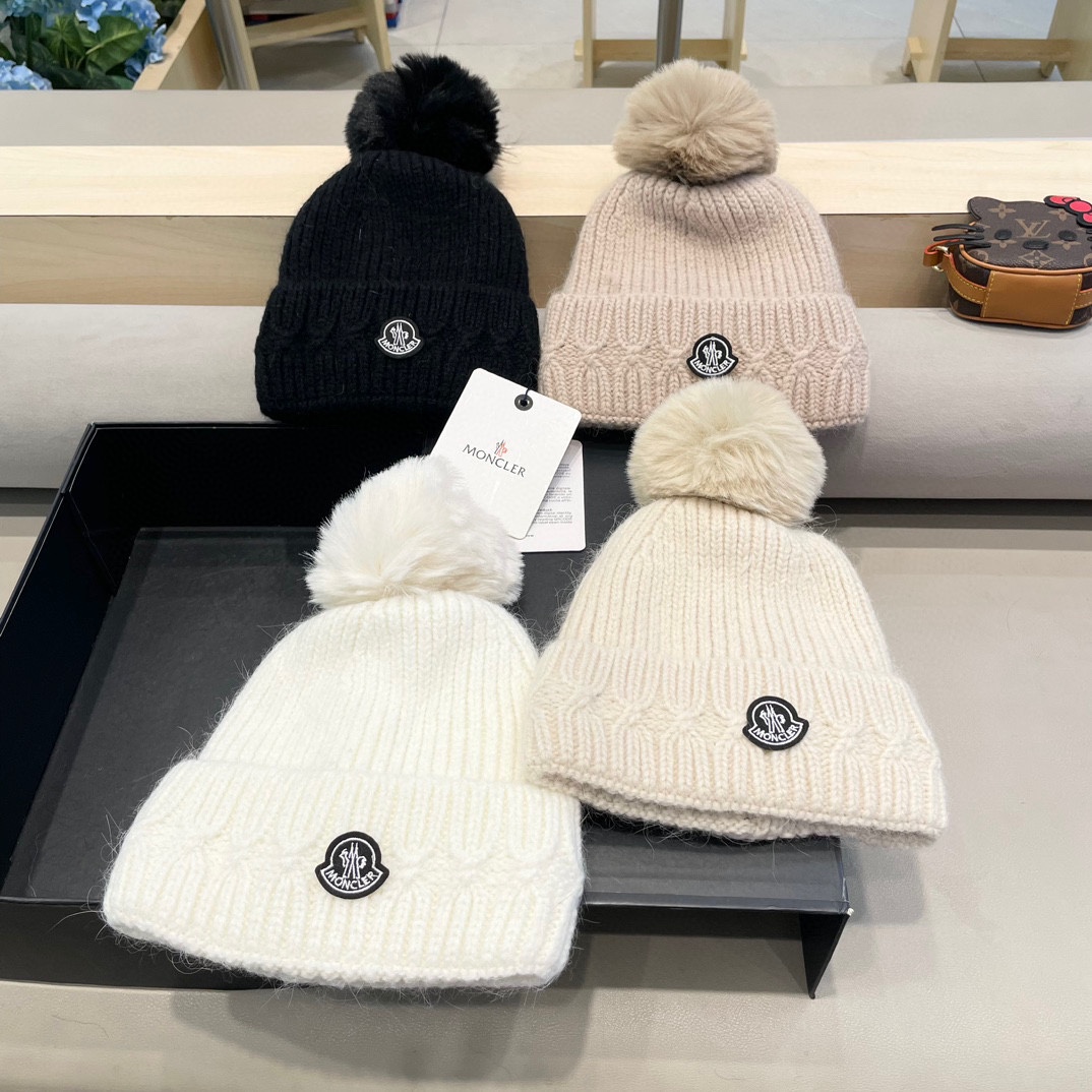 MONCLER蒙口2024早秋简约针织毛线帽毛绒材质非常百搭