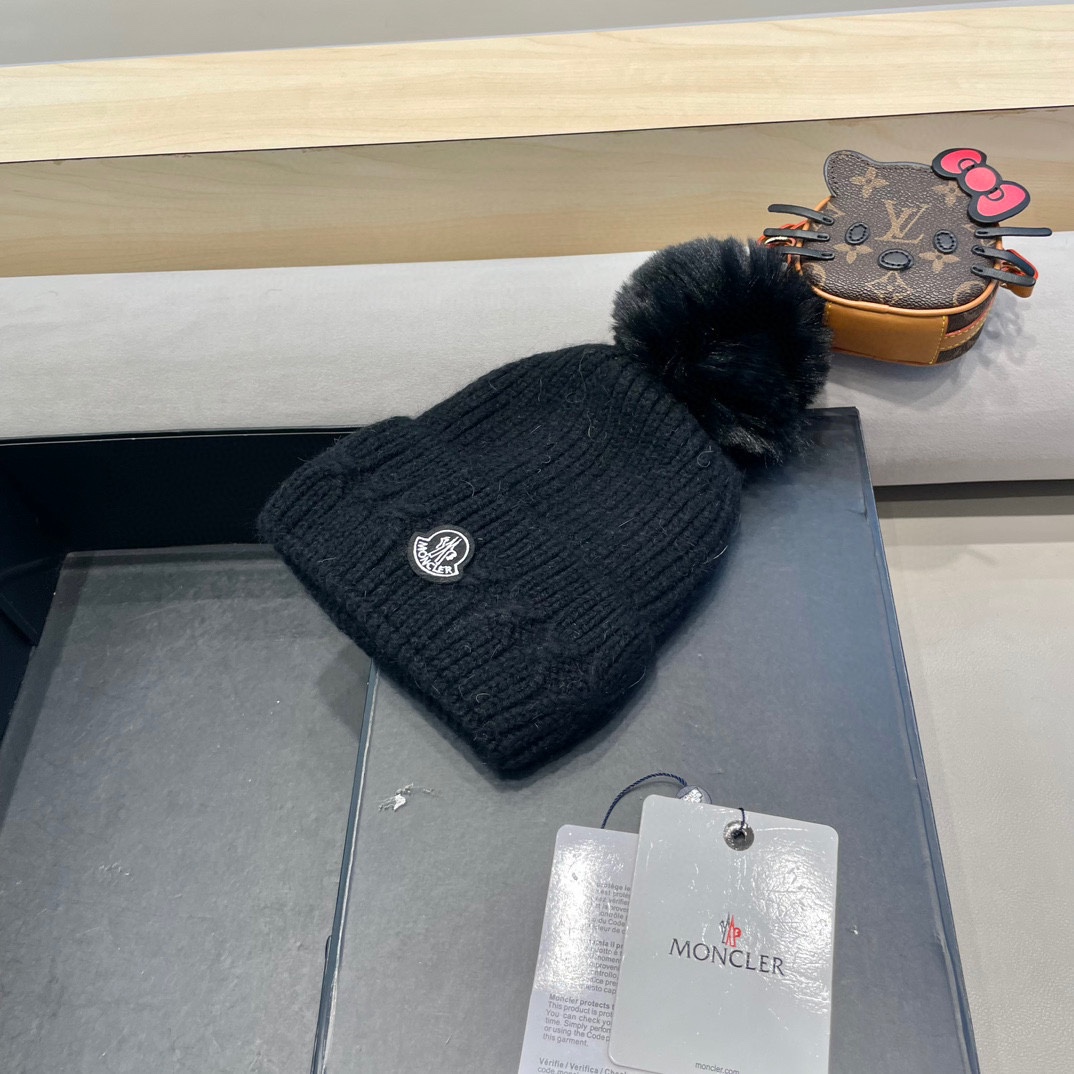 MONCLER蒙口2024早秋简约针织毛线帽毛绒材质非常百搭