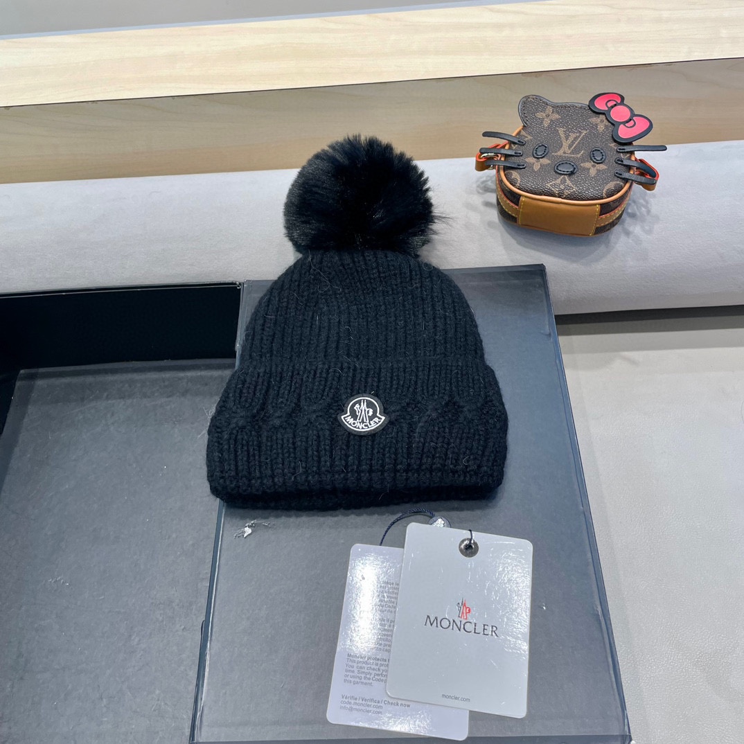 MONCLER蒙口2024早秋简约针织毛线帽毛绒材质非常百搭