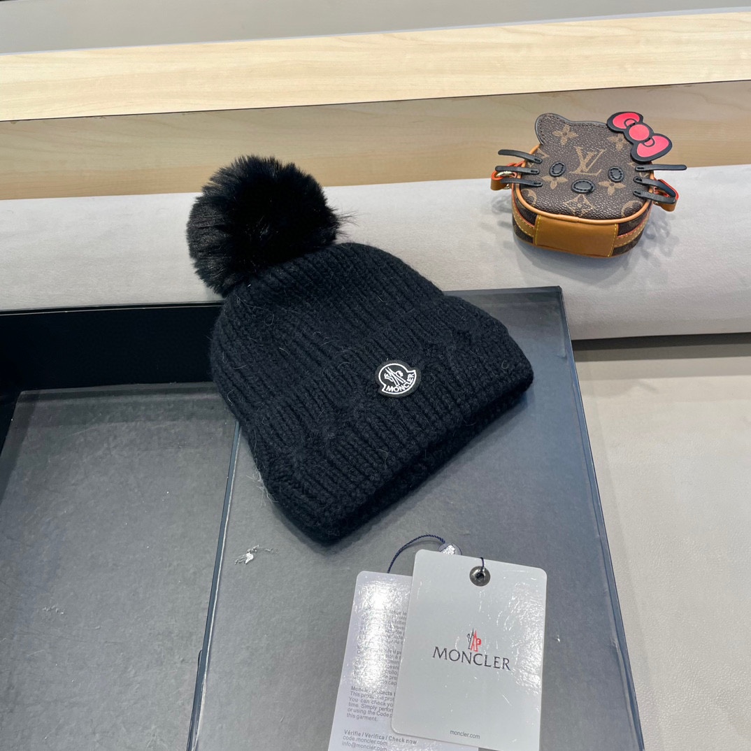 MONCLER蒙口2024早秋简约针织毛线帽毛绒材质非常百搭