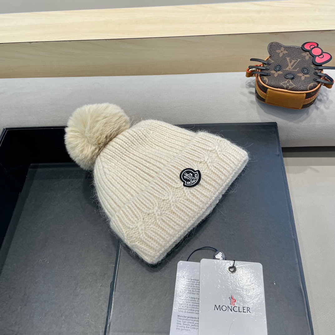 MONCLER蒙口2024早秋简约针织毛线帽毛绒材质非常百搭