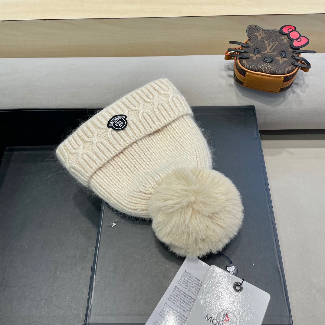 MONCLER蒙口2024早秋简约针织毛线帽毛绒材质非常百搭