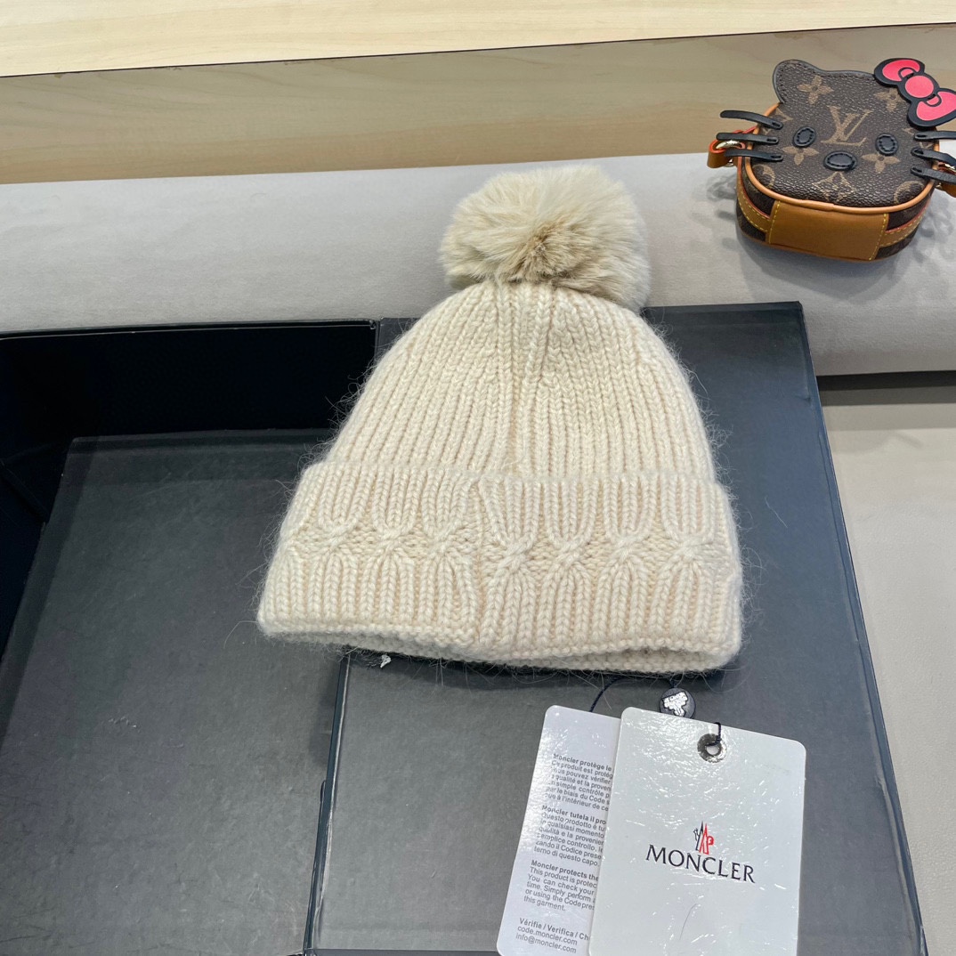 MONCLER蒙口2024早秋简约针织毛线帽毛绒材质非常百搭