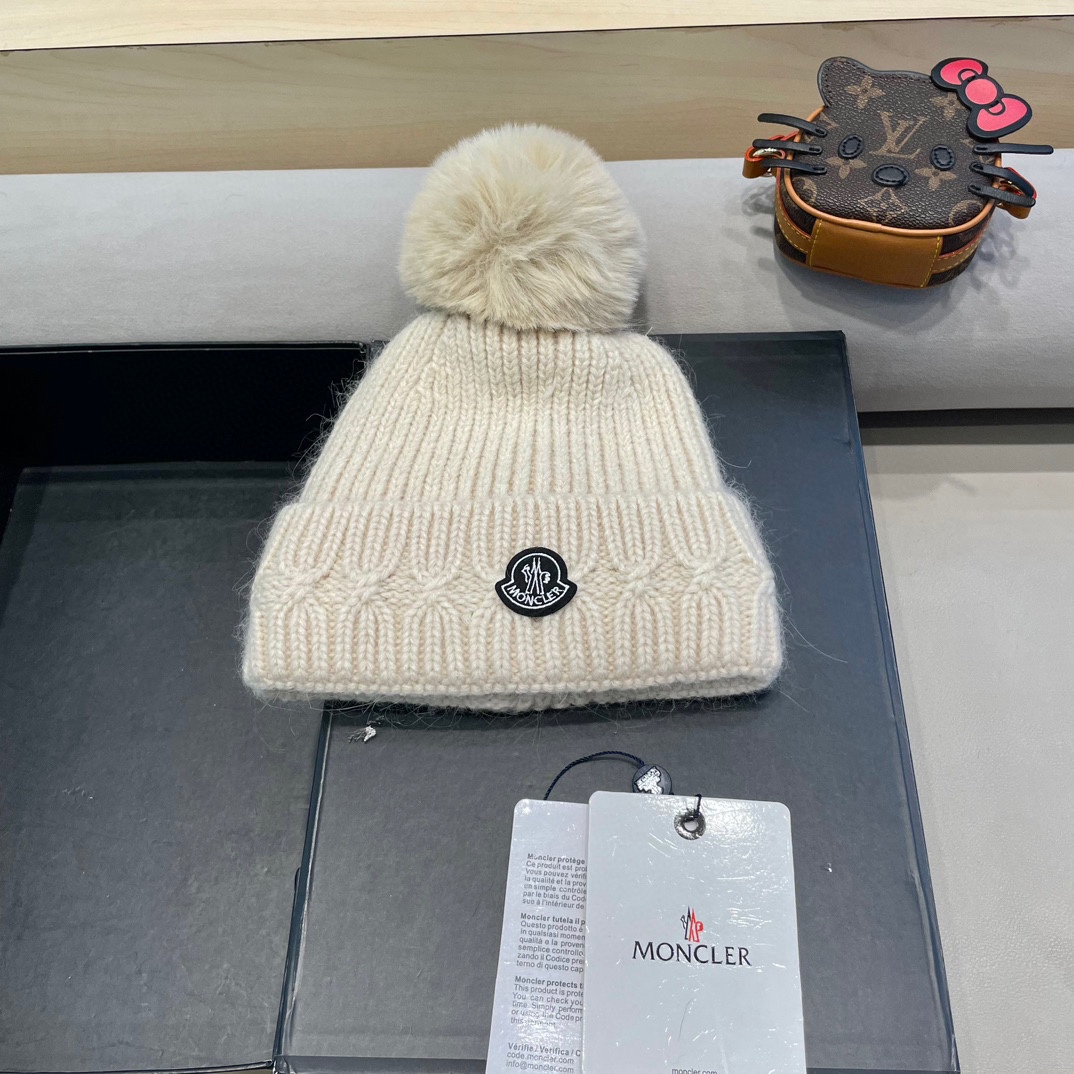MONCLER蒙口2024早秋简约针织毛线帽毛绒材质非常百搭