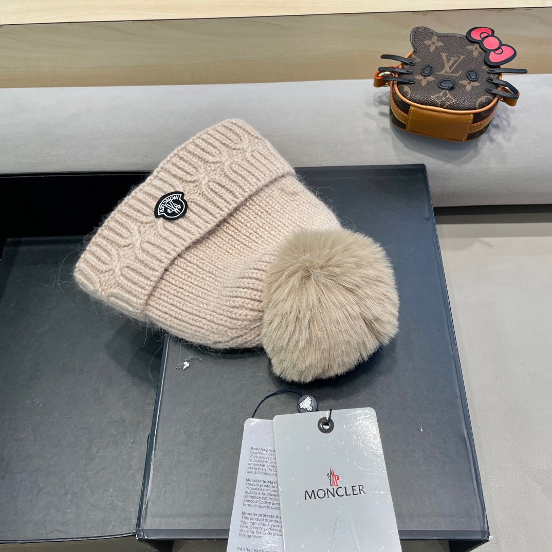 MONCLER蒙口2024早秋简约针织毛线帽毛绒材质非常百搭