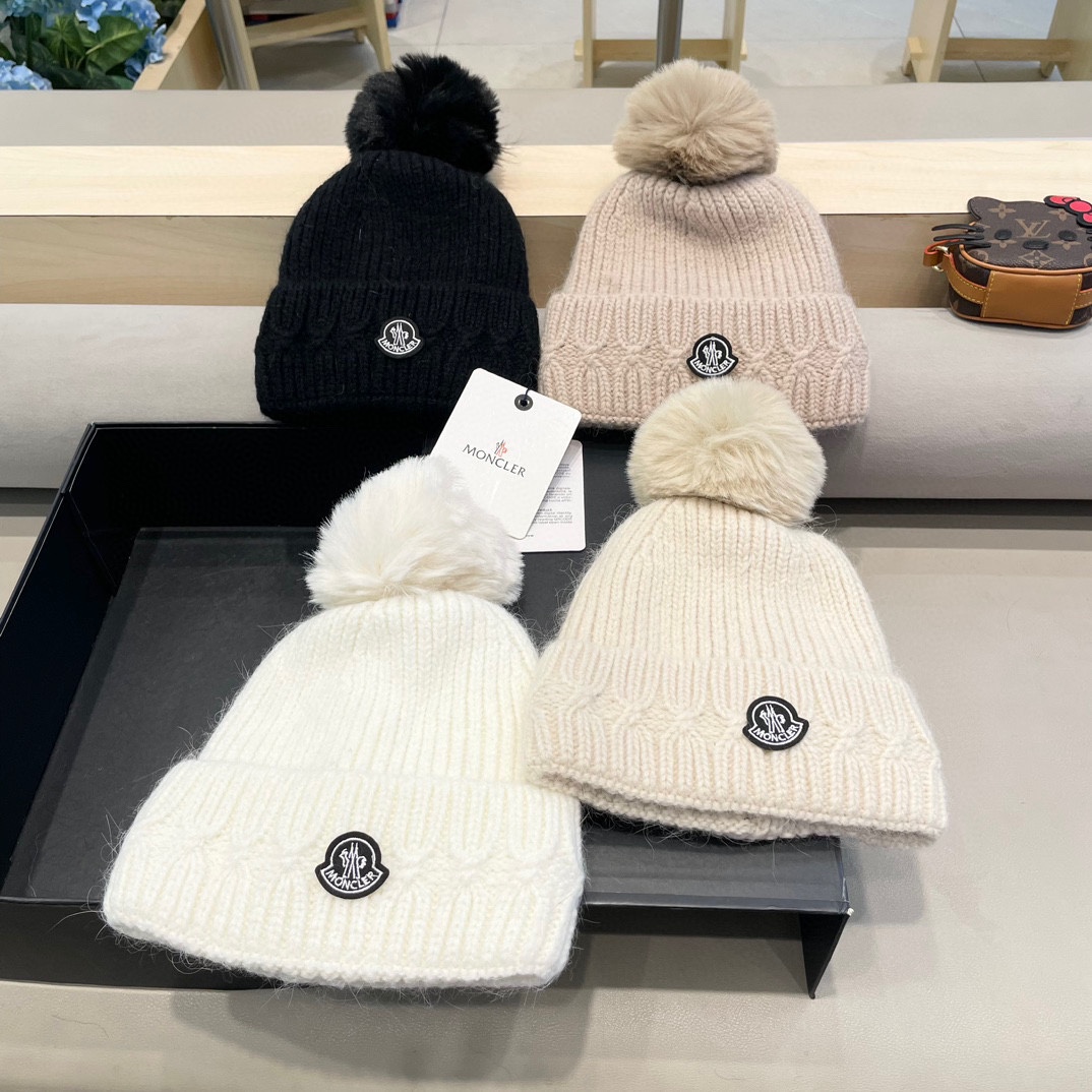 MONCLER蒙口2024早秋简约针织毛线帽毛绒材质非常百搭