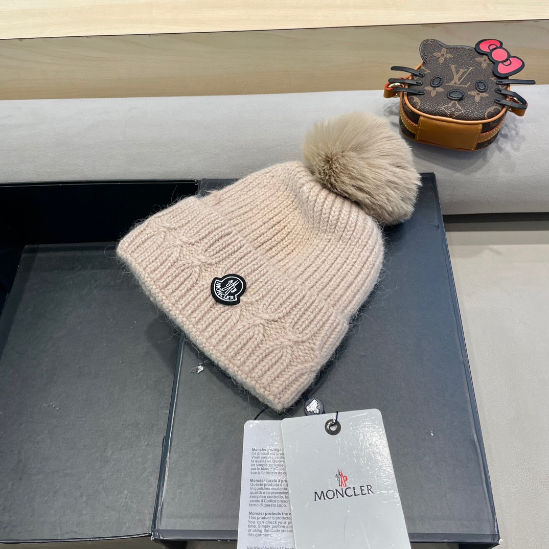 MONCLER蒙口2024早秋简约针织毛线帽毛绒材质非常百搭