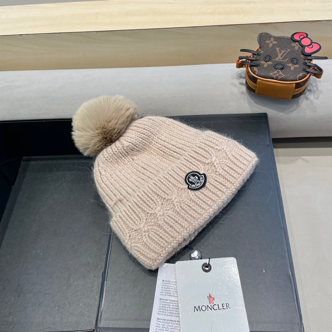 MONCLER蒙口2024早秋简约针织毛线帽毛绒材质非常百搭