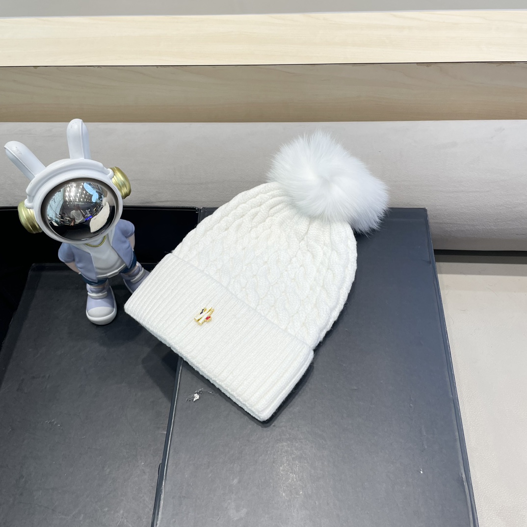   moncler加绒毛线帽女款冬季保暖加厚百搭冷帽防风麻花针织帽护耳学生帽子