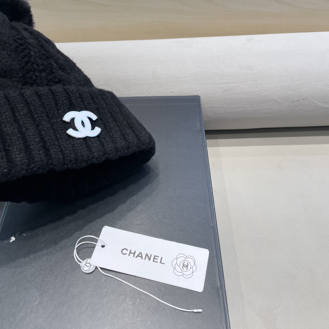 Chanel冬季粗毛线帽子女韩版时尚百搭青年加绒加厚中老年保暖针织帽