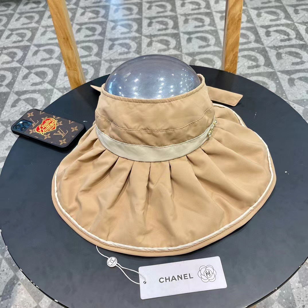 Chanel香奈儿2024新款空顶遮阳帽子女款夏季防紫外线太阳帽可折叠贝壳防晒帽