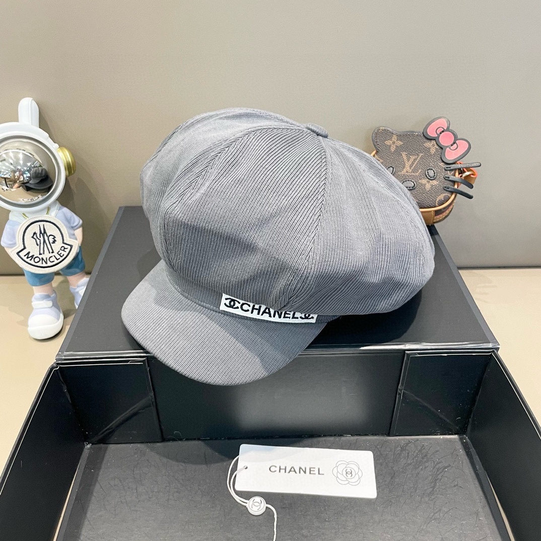  Chanel香奈儿云朵贝雷帽女2024新款高级感八角帽日系复古画家帽显脸小鸭舌帽子