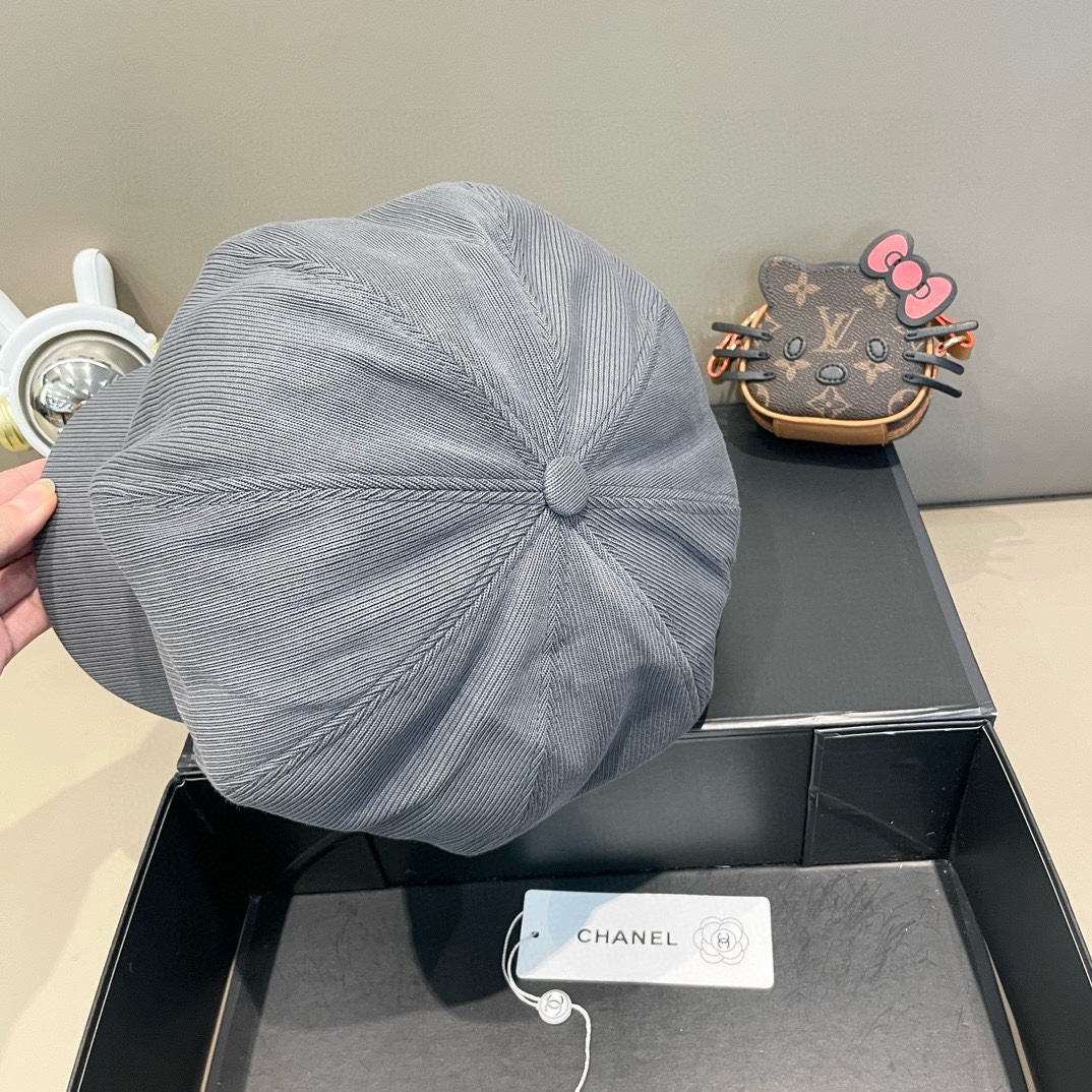  Chanel香奈儿云朵贝雷帽女2024新款高级感八角帽日系复古画家帽显脸小鸭舌帽子