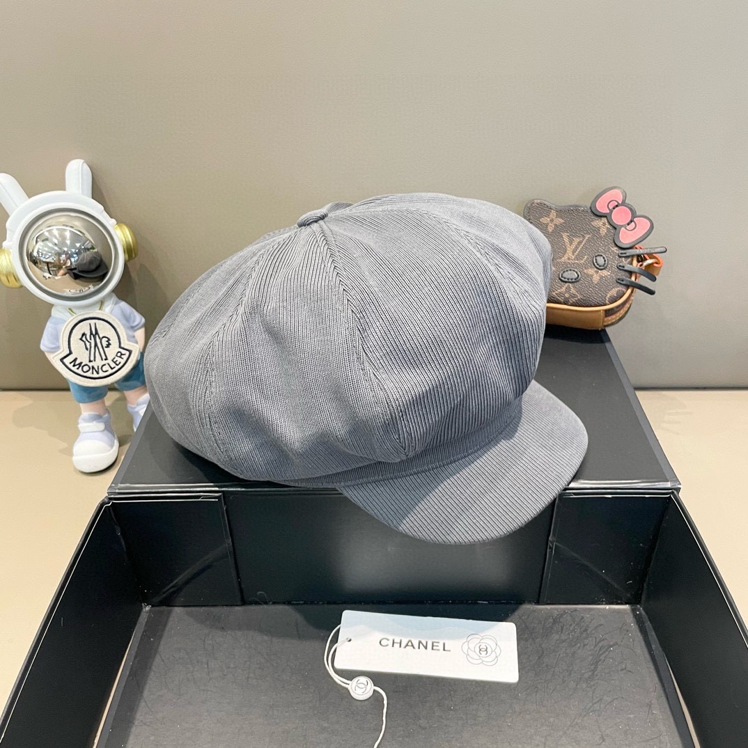  Chanel香奈儿云朵贝雷帽女2024新款高级感八角帽日系复古画家帽显脸小鸭舌帽子