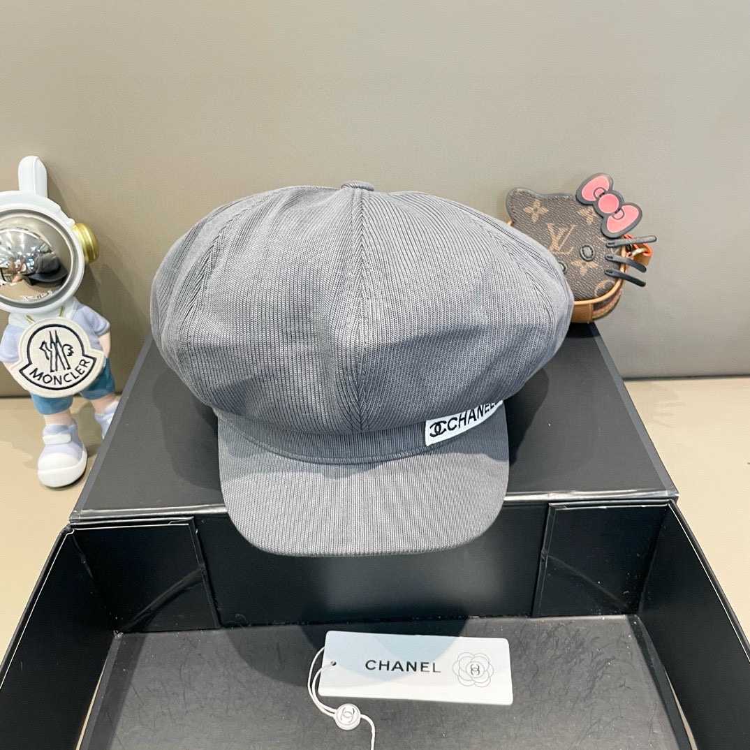  Chanel香奈儿云朵贝雷帽女2024新款高级感八角帽日系复古画家帽显脸小鸭舌帽子