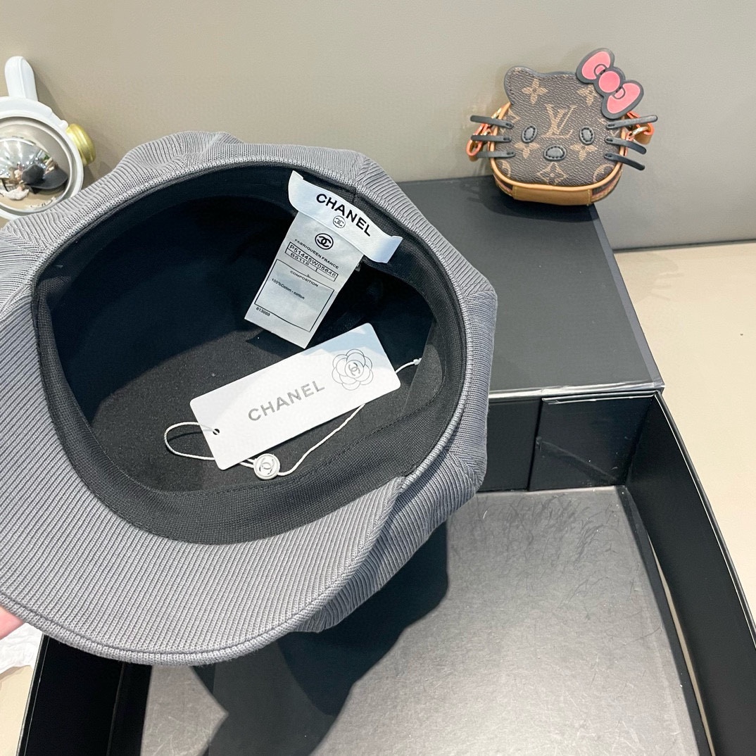  Chanel香奈儿云朵贝雷帽女2024新款高级感八角帽日系复古画家帽显脸小鸭舌帽子