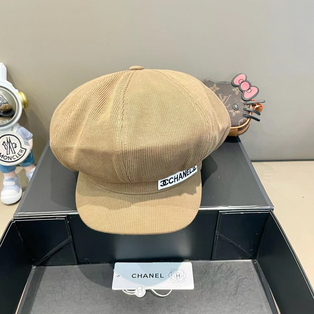  Chanel香奈儿云朵贝雷帽女2024新款高级感八角帽日系复古画家帽显脸小鸭舌帽子