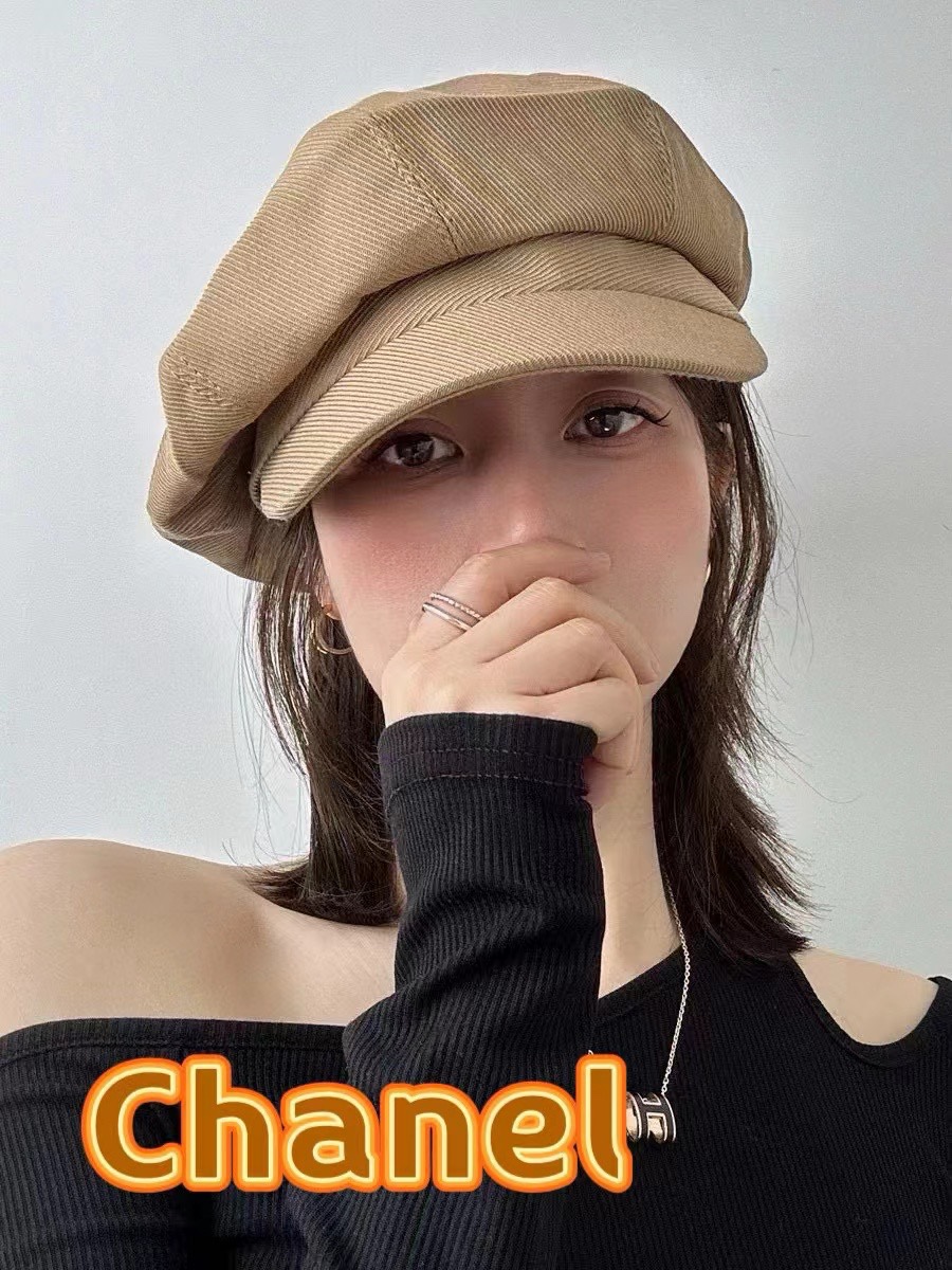  Chanel香奈儿云朵贝雷帽女2024新款高级感八角帽日系复古画家帽显脸小鸭舌帽子