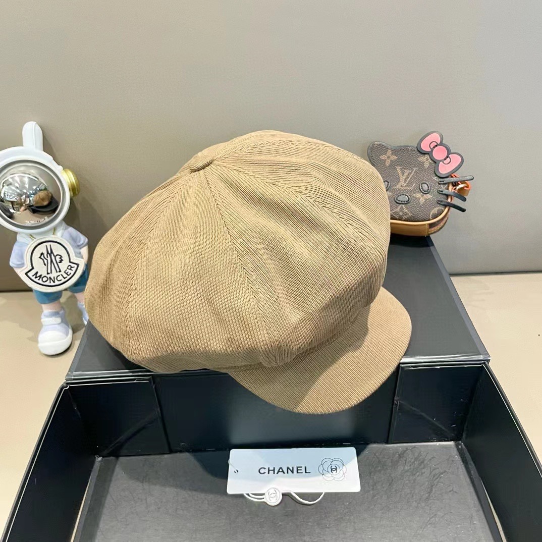  Chanel香奈儿云朵贝雷帽女2024新款高级感八角帽日系复古画家帽显脸小鸭舌帽子