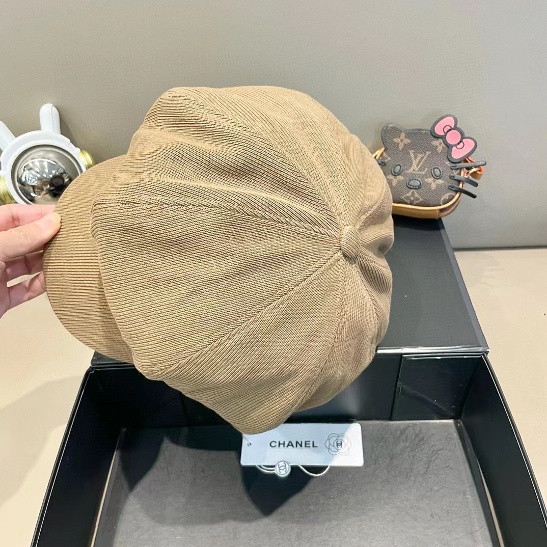 Chanel香奈儿云朵贝雷帽女2024新款高级感八角帽日系复古画家帽显脸小鸭舌帽子