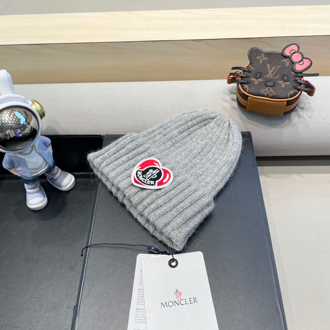 【MONCELER蒙口】2024秋冬新款兔毛毛线帽，设计款男女可戴，出街超好搭配！
