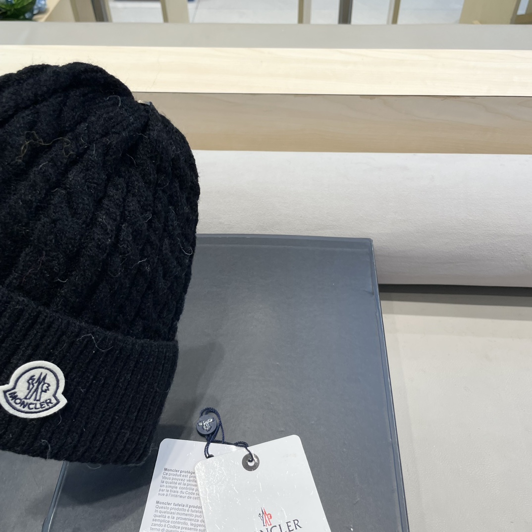  moncler秋冬新品100羊绒帽加厚保暖麻花ins男女通用时尚百搭针织毛线冷帽