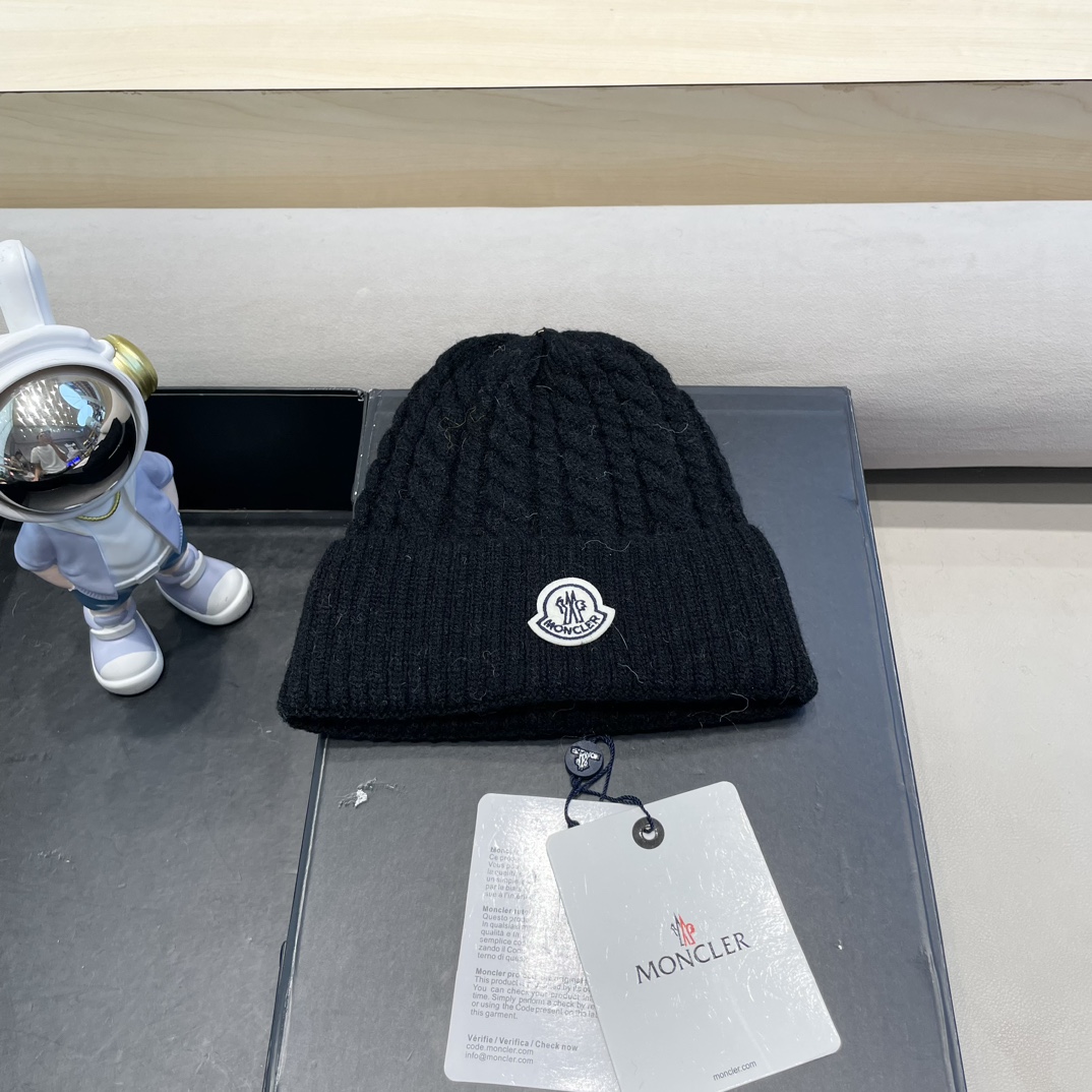  moncler秋冬新品100羊绒帽加厚保暖麻花ins男女通用时尚百搭针织毛线冷帽