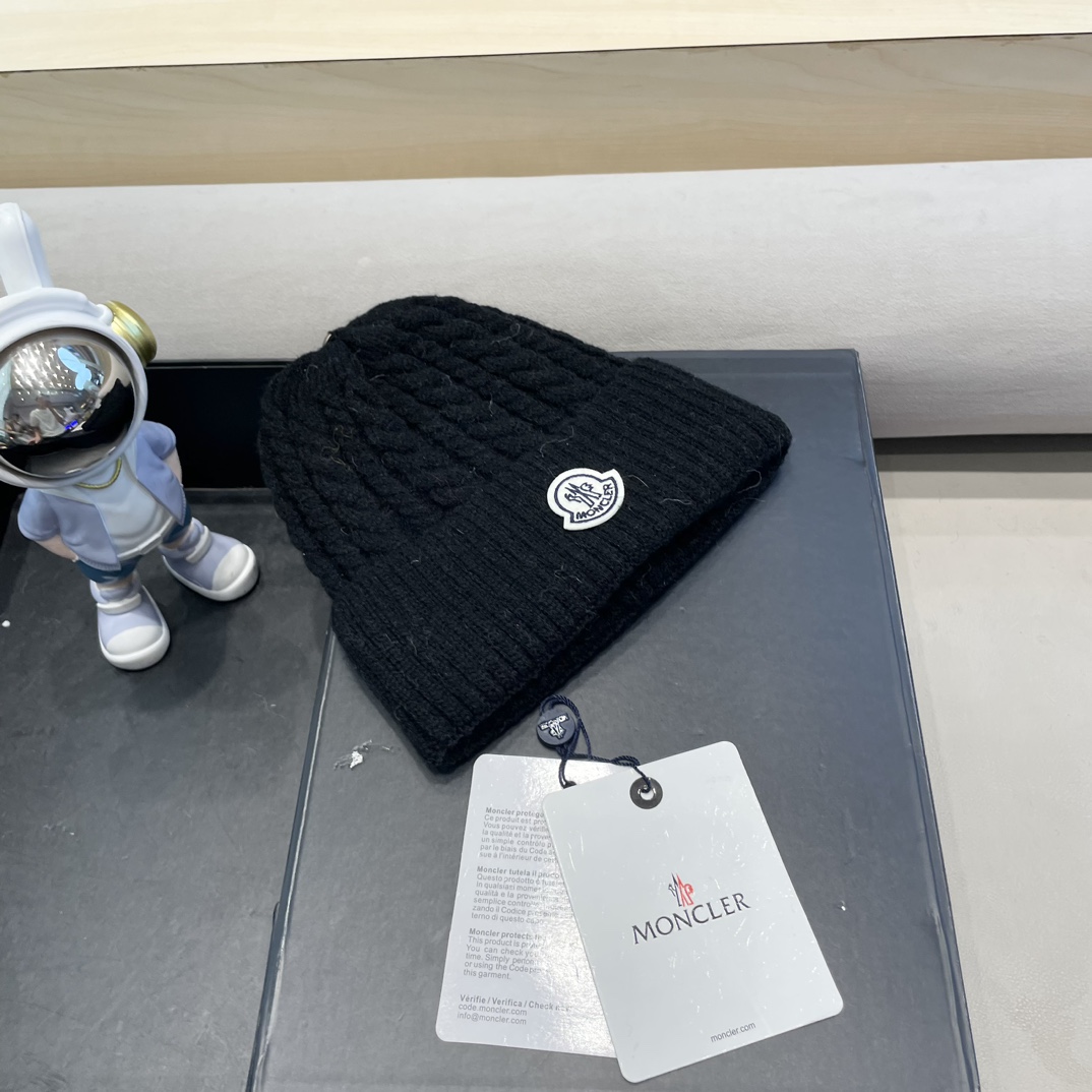  moncler秋冬新品100羊绒帽加厚保暖麻花ins男女通用时尚百搭针织毛线冷帽