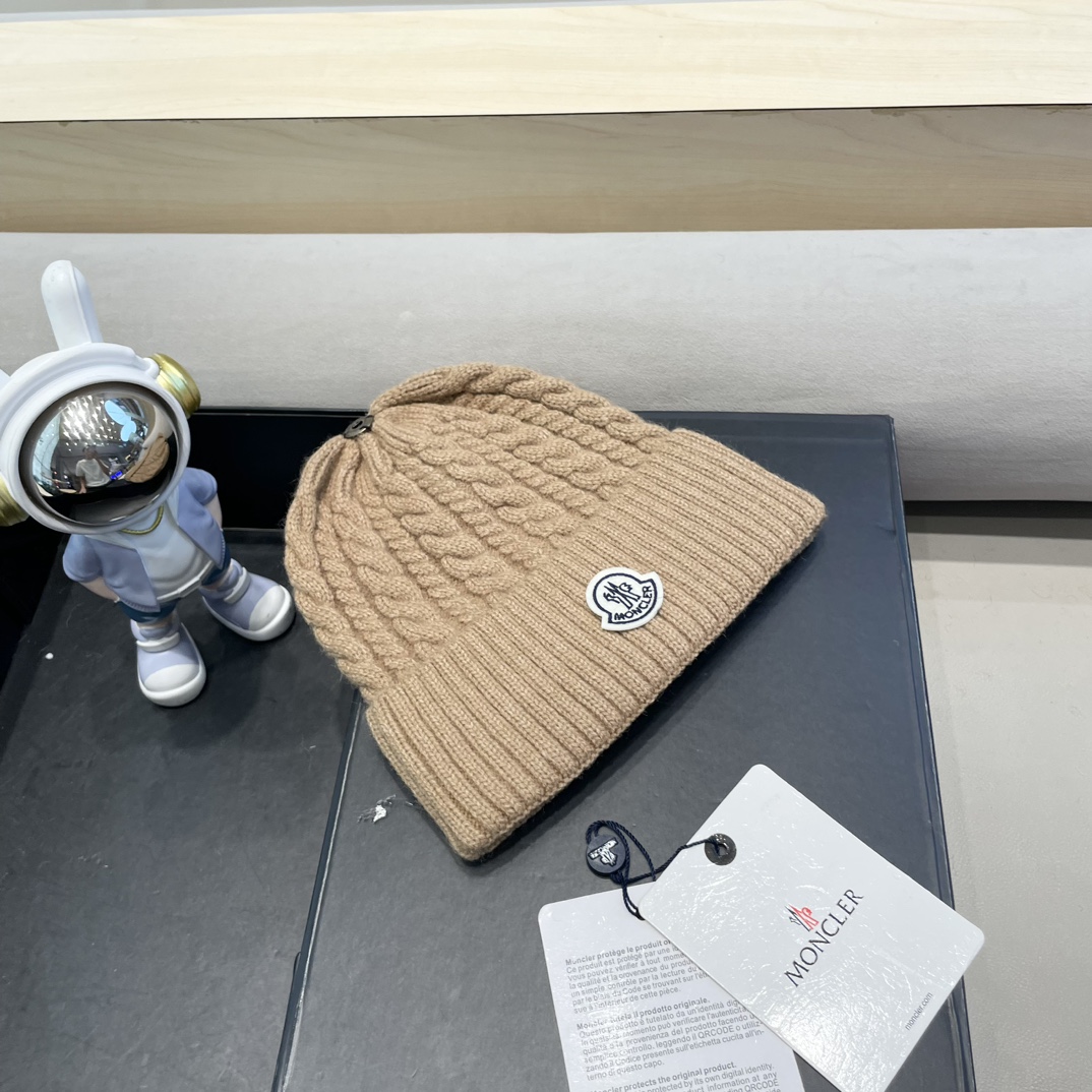  moncler秋冬新品100羊绒帽加厚保暖麻花ins男女通用时尚百搭针织毛线冷帽