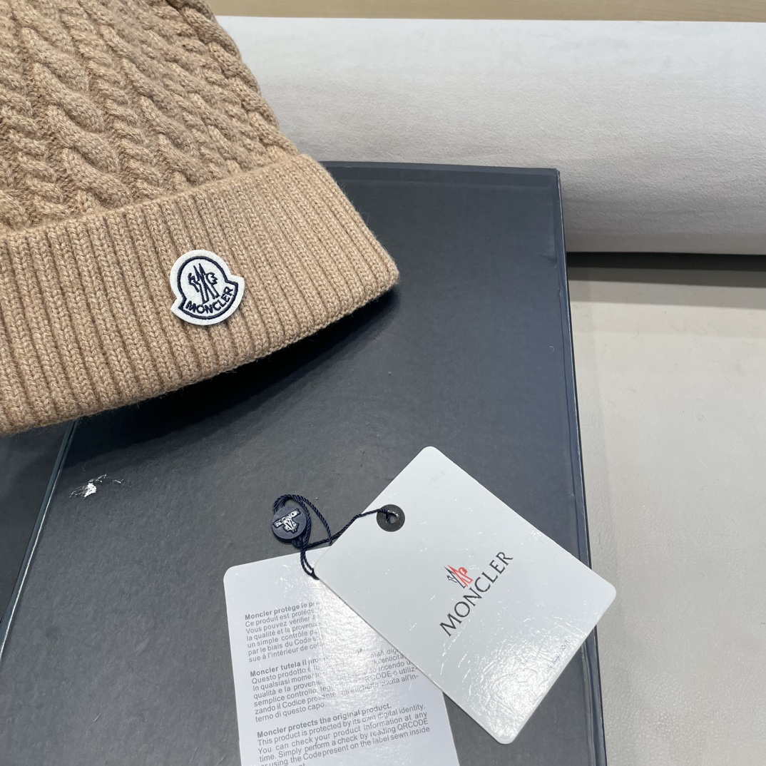  moncler秋冬新品100羊绒帽加厚保暖麻花ins男女通用时尚百搭针织毛线冷帽