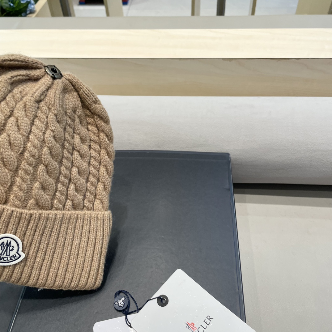  moncler秋冬新品100羊绒帽加厚保暖麻花ins男女通用时尚百搭针织毛线冷帽