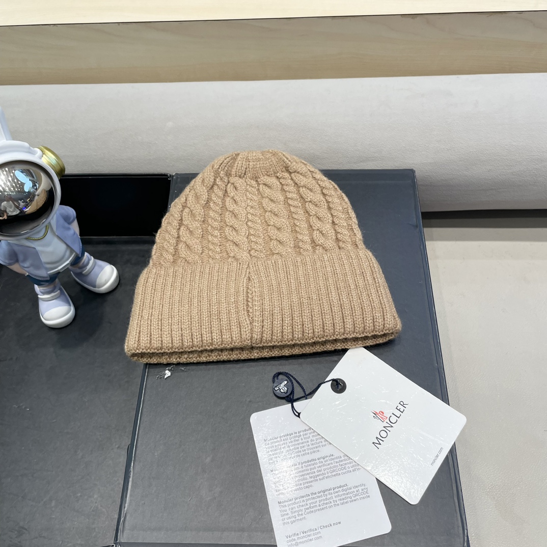  moncler秋冬新品100羊绒帽加厚保暖麻花ins男女通用时尚百搭针织毛线冷帽