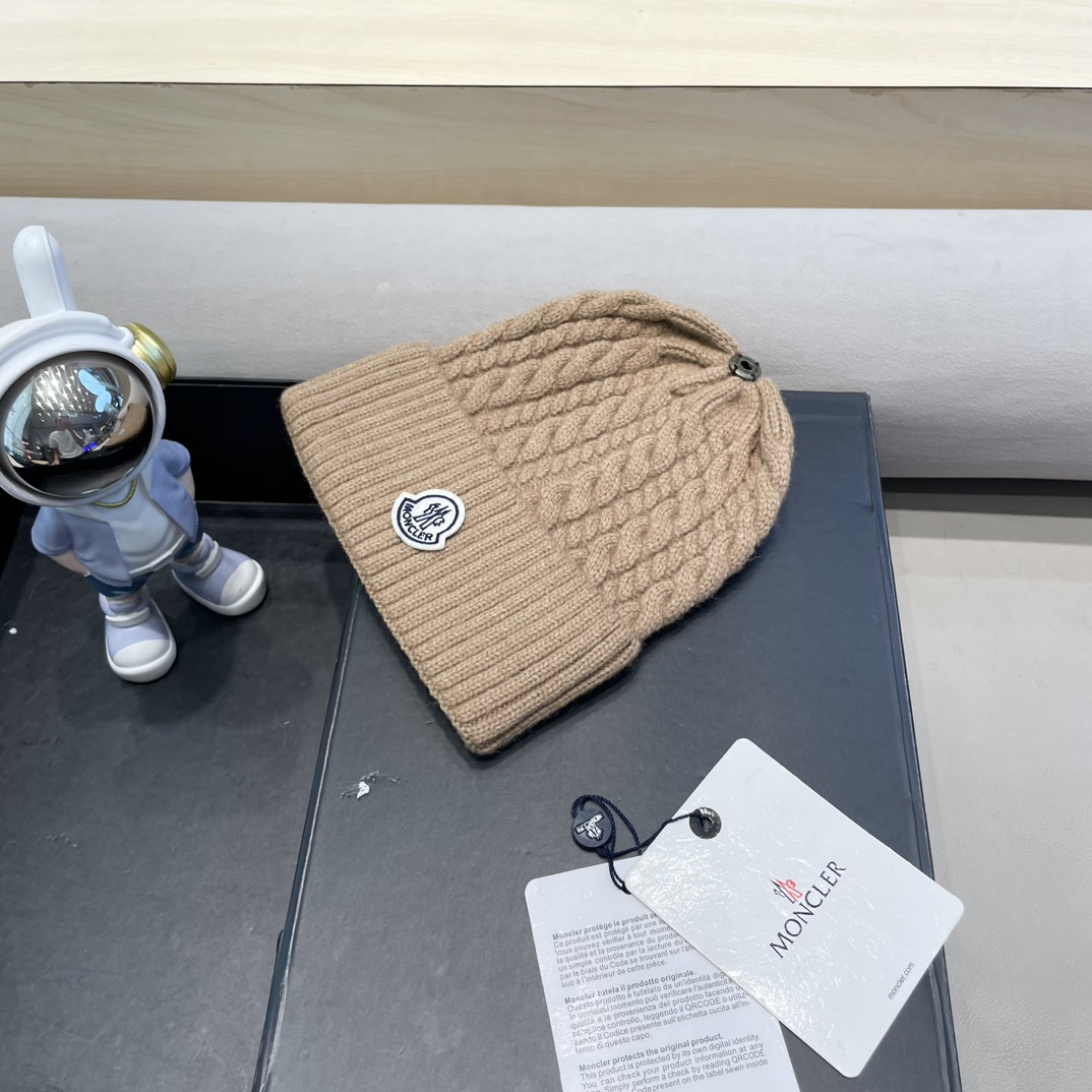  moncler秋冬新品100羊绒帽加厚保暖麻花ins男女通用时尚百搭针织毛线冷帽