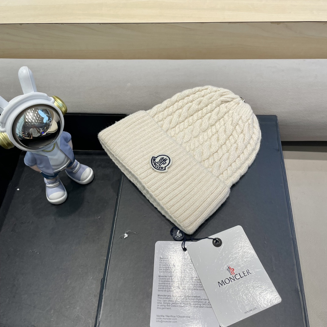  moncler秋冬新品100羊绒帽加厚保暖麻花ins男女通用时尚百搭针织毛线冷帽