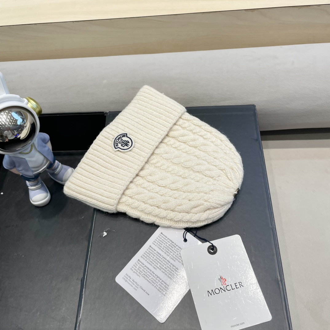  moncler秋冬新品100羊绒帽加厚保暖麻花ins男女通用时尚百搭针织毛线冷帽