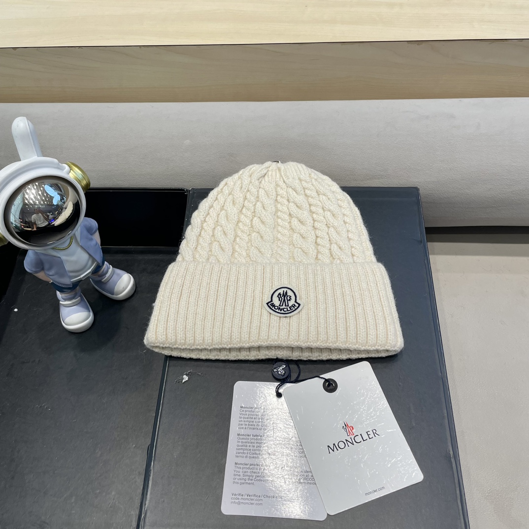  moncler秋冬新品100羊绒帽加厚保暖麻花ins男女通用时尚百搭针织毛线冷帽