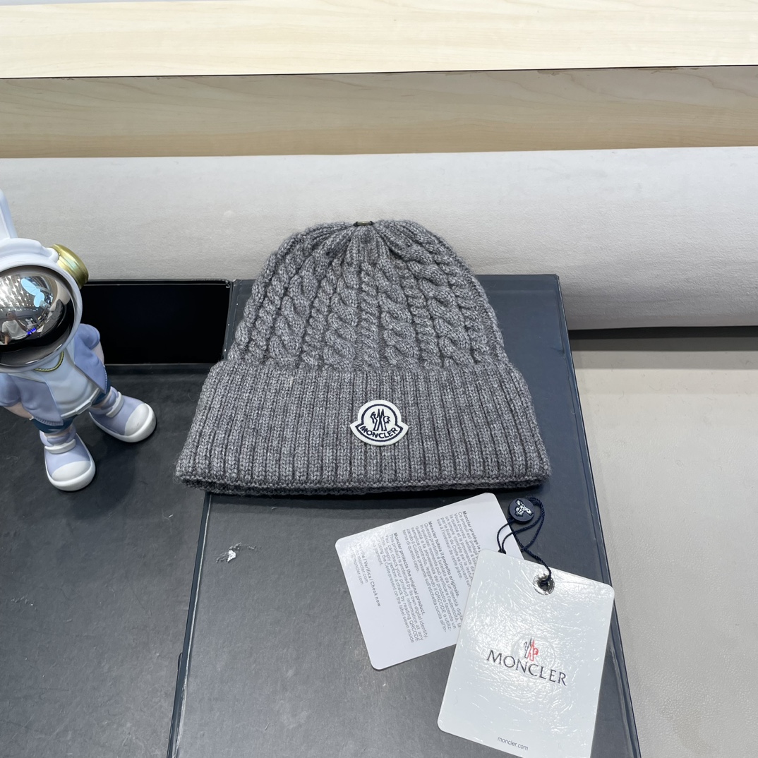  moncler秋冬新品100羊绒帽加厚保暖麻花ins男女通用时尚百搭针织毛线冷帽