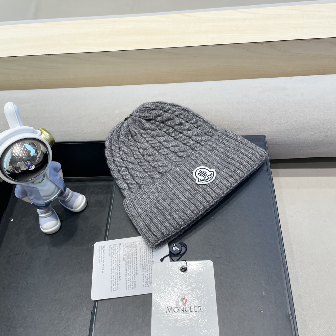 moncler秋冬新品100羊绒帽加厚保暖麻花ins男女通用时尚百搭针织毛线冷帽