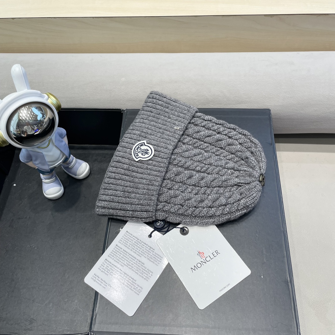  moncler秋冬新品100羊绒帽加厚保暖麻花ins男女通用时尚百搭针织毛线冷帽
