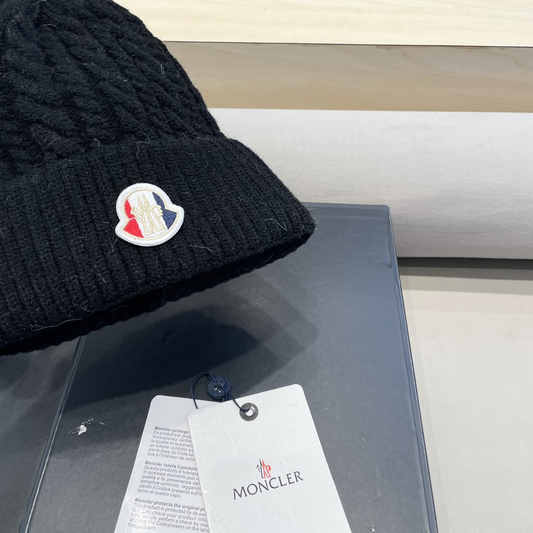  moncler秋冬新品100羊绒帽加厚保暖麻花ins男女通用时尚百搭针织毛线冷帽
