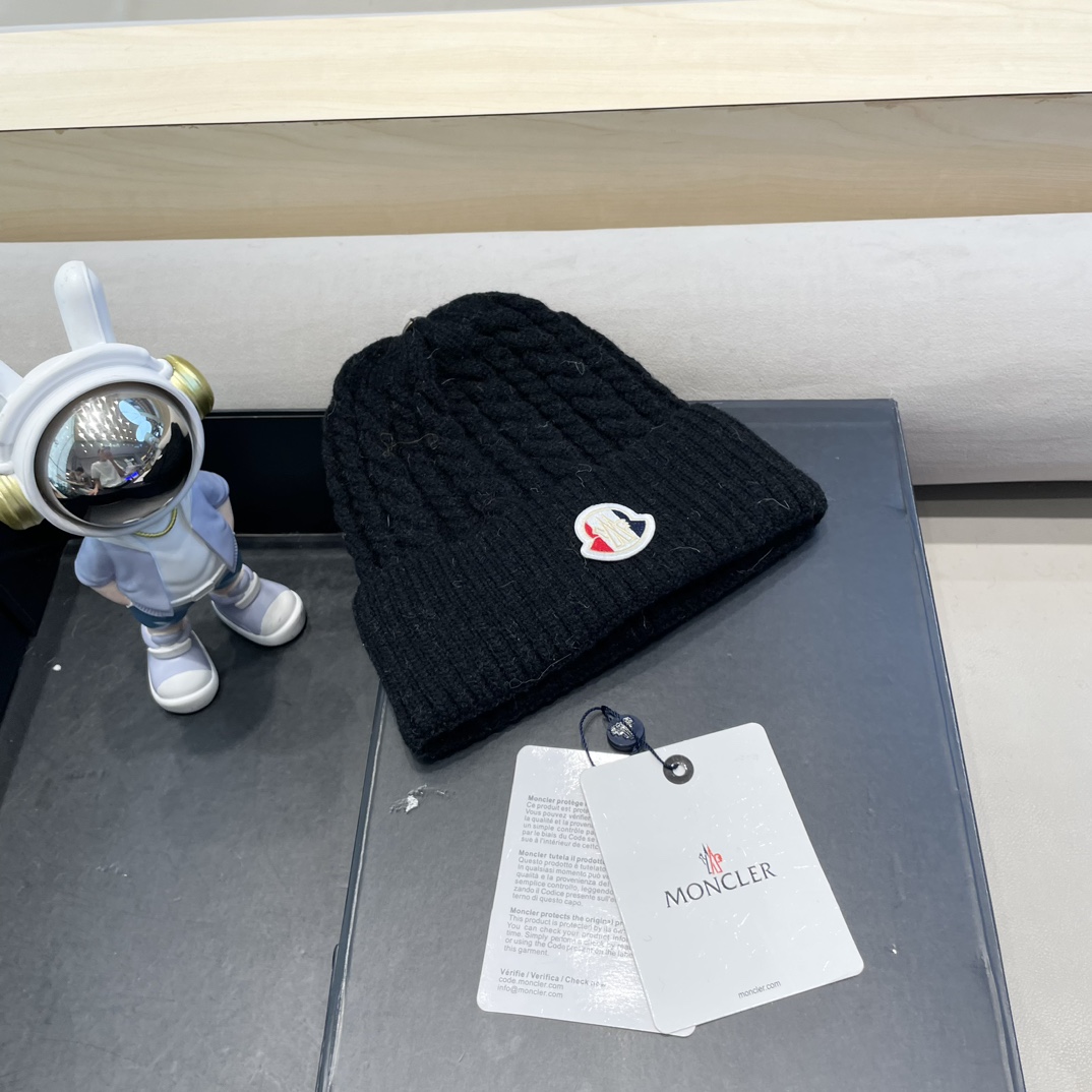  moncler秋冬新品100羊绒帽加厚保暖麻花ins男女通用时尚百搭针织毛线冷帽