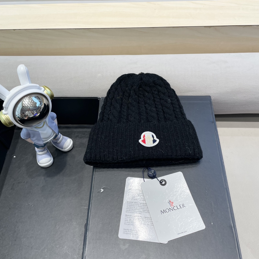  moncler秋冬新品100羊绒帽加厚保暖麻花ins男女通用时尚百搭针织毛线冷帽
