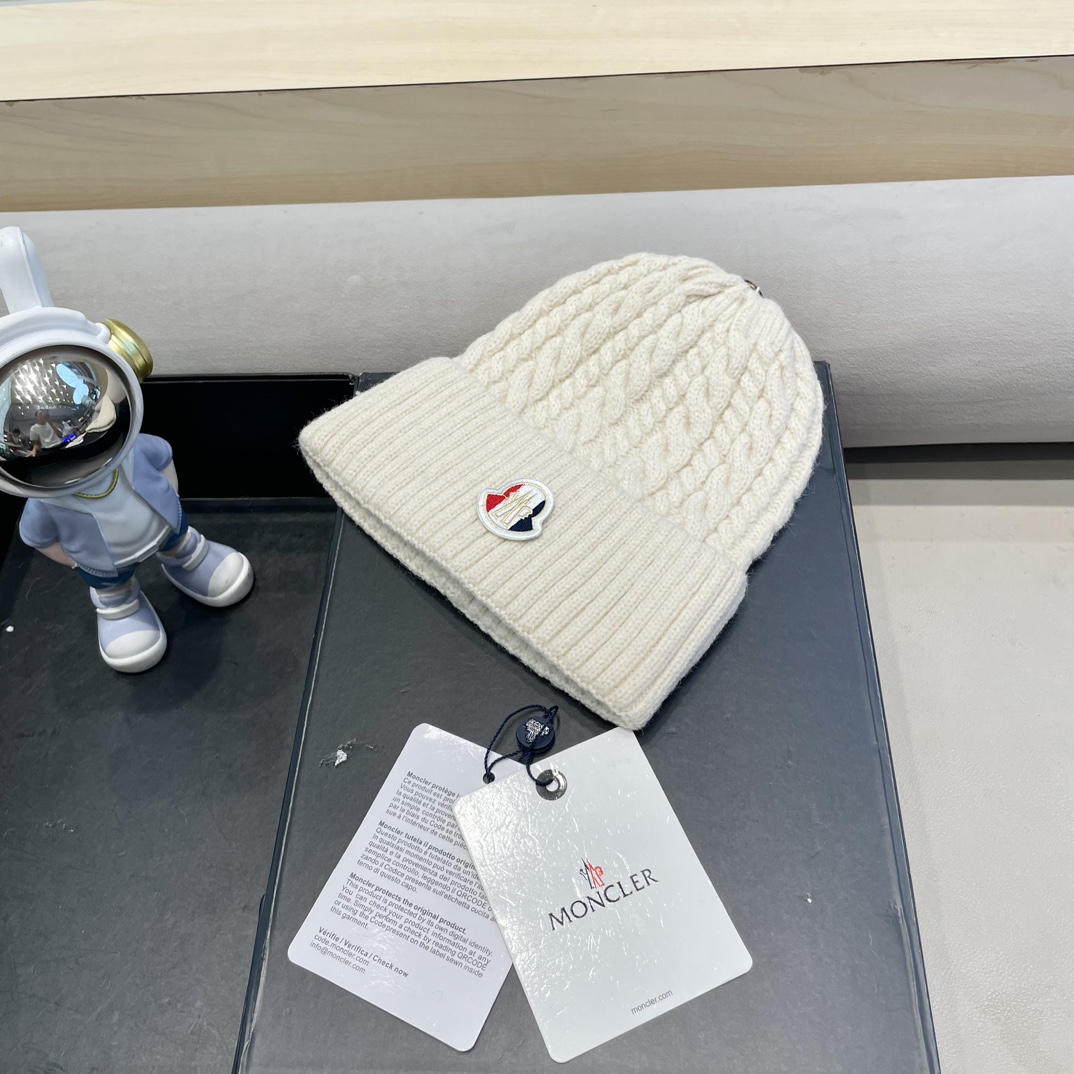  moncler秋冬新品100羊绒帽加厚保暖麻花ins男女通用时尚百搭针织毛线冷帽