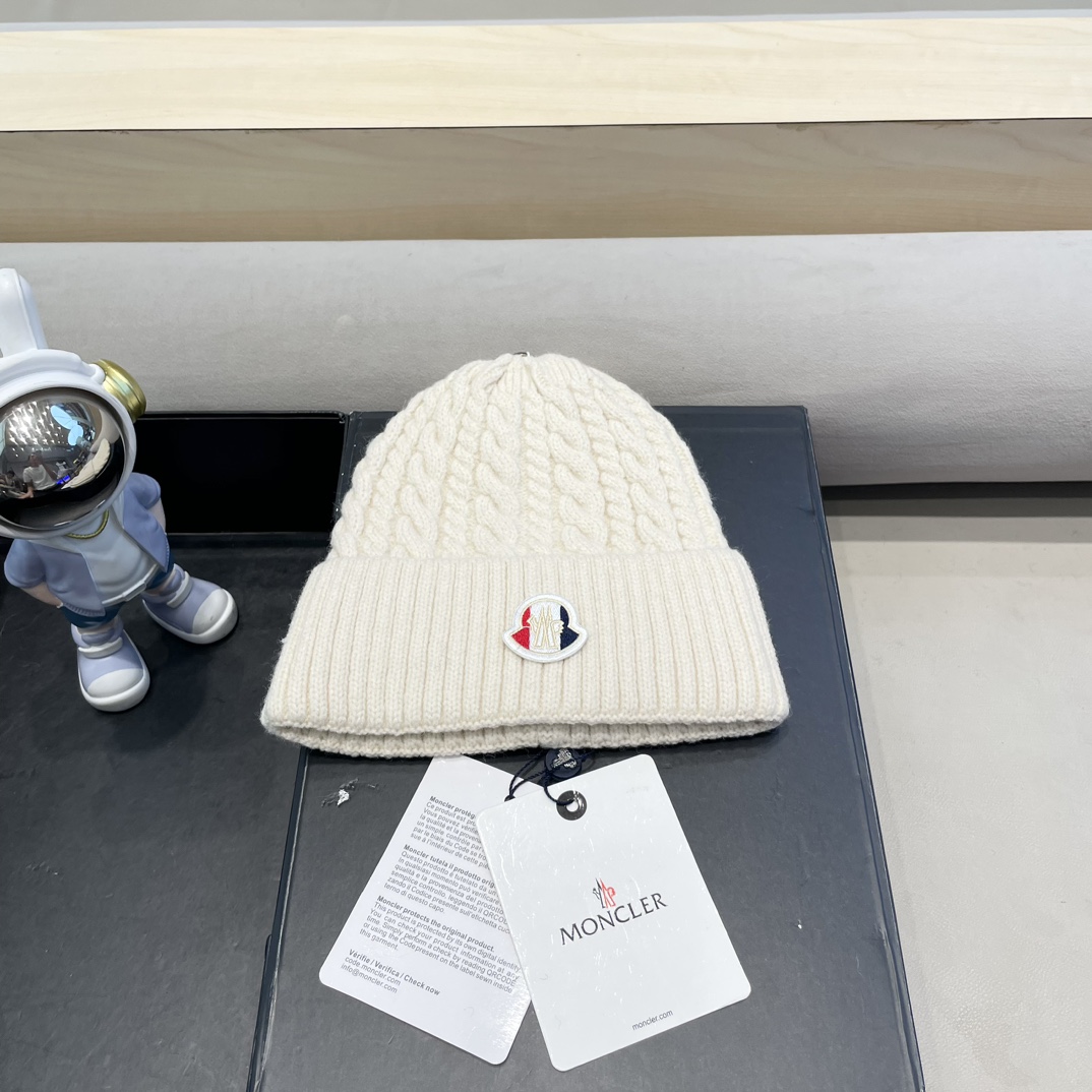  moncler秋冬新品100羊绒帽加厚保暖麻花ins男女通用时尚百搭针织毛线冷帽