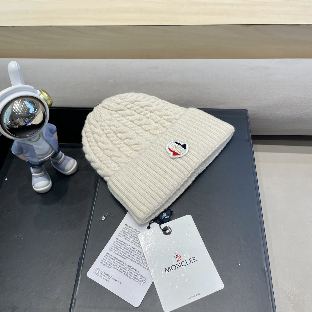  moncler秋冬新品100羊绒帽加厚保暖麻花ins男女通用时尚百搭针织毛线冷帽